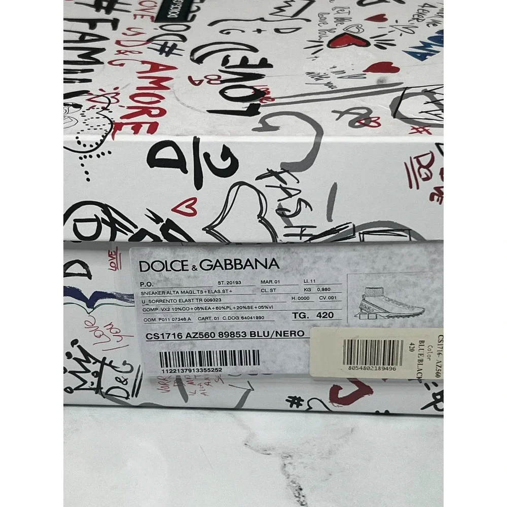 Dolce & Gabbana Hightop Sorrento Sneakers with DG Logo in Blue - Picture 10 of 10